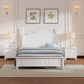 Flieks 3-Pieces Bedroom Sets,Full Size Wood Platform Bed Frame for Boys Girls Kids Adults Toddler and Two Nightstands-White