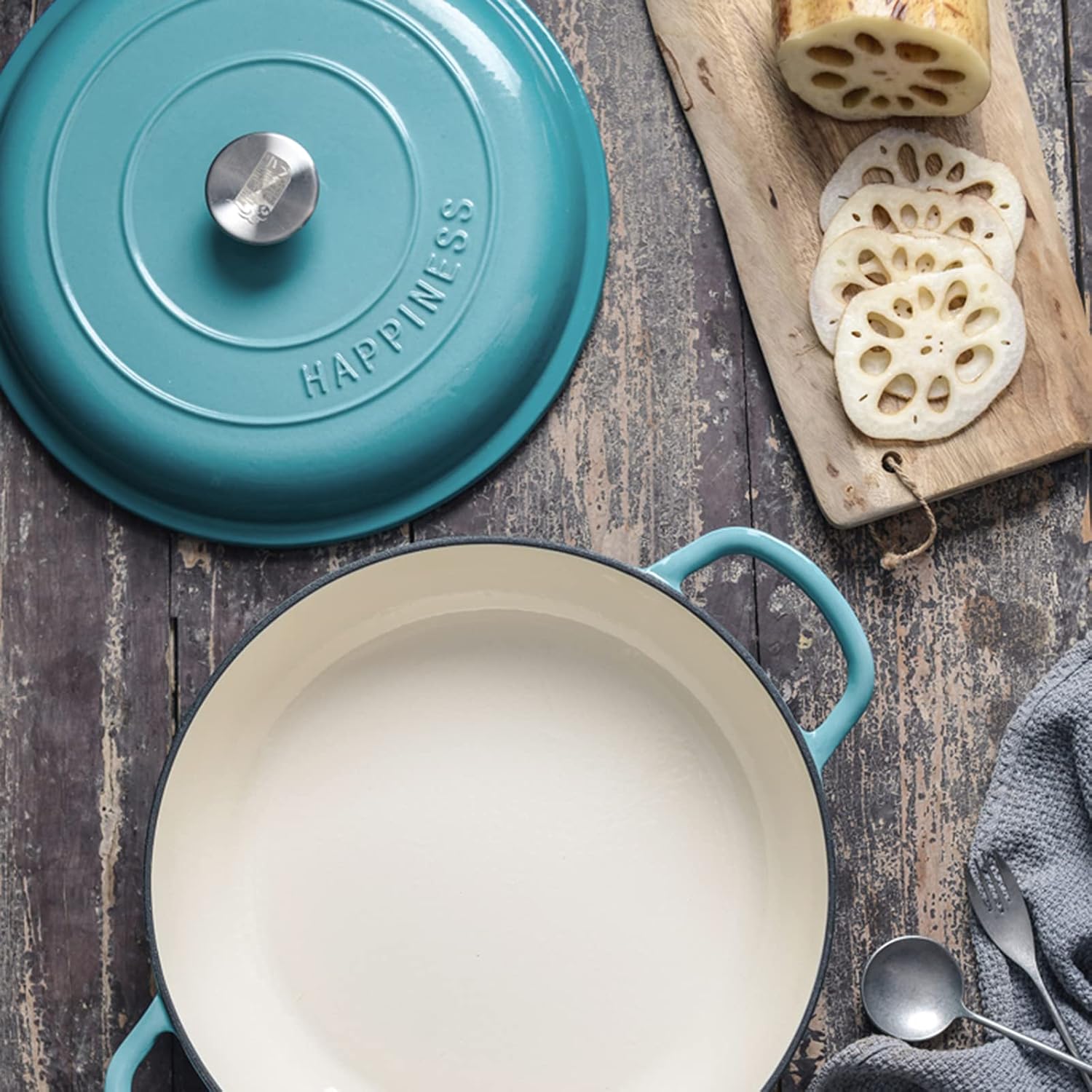 Shallow Casserole Braiser, Enameled Cast Iron Casserole Dish With Lid And Handle, Non Stick Cooking Pan Pot Dutch Oven, Blue