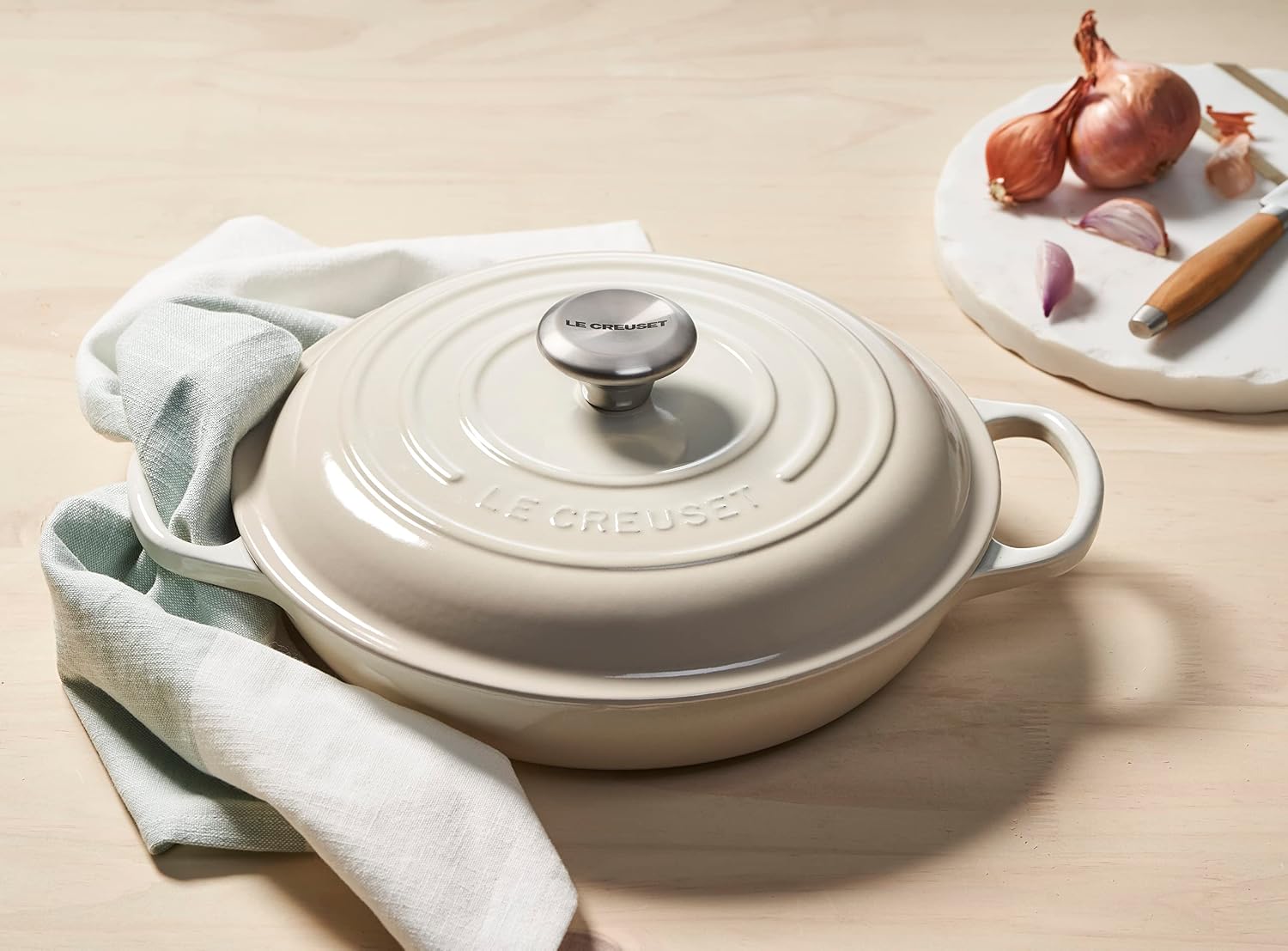 Le Creuset Enameled Cast Iron Signature Braiser, 3.5 qt., Meringue