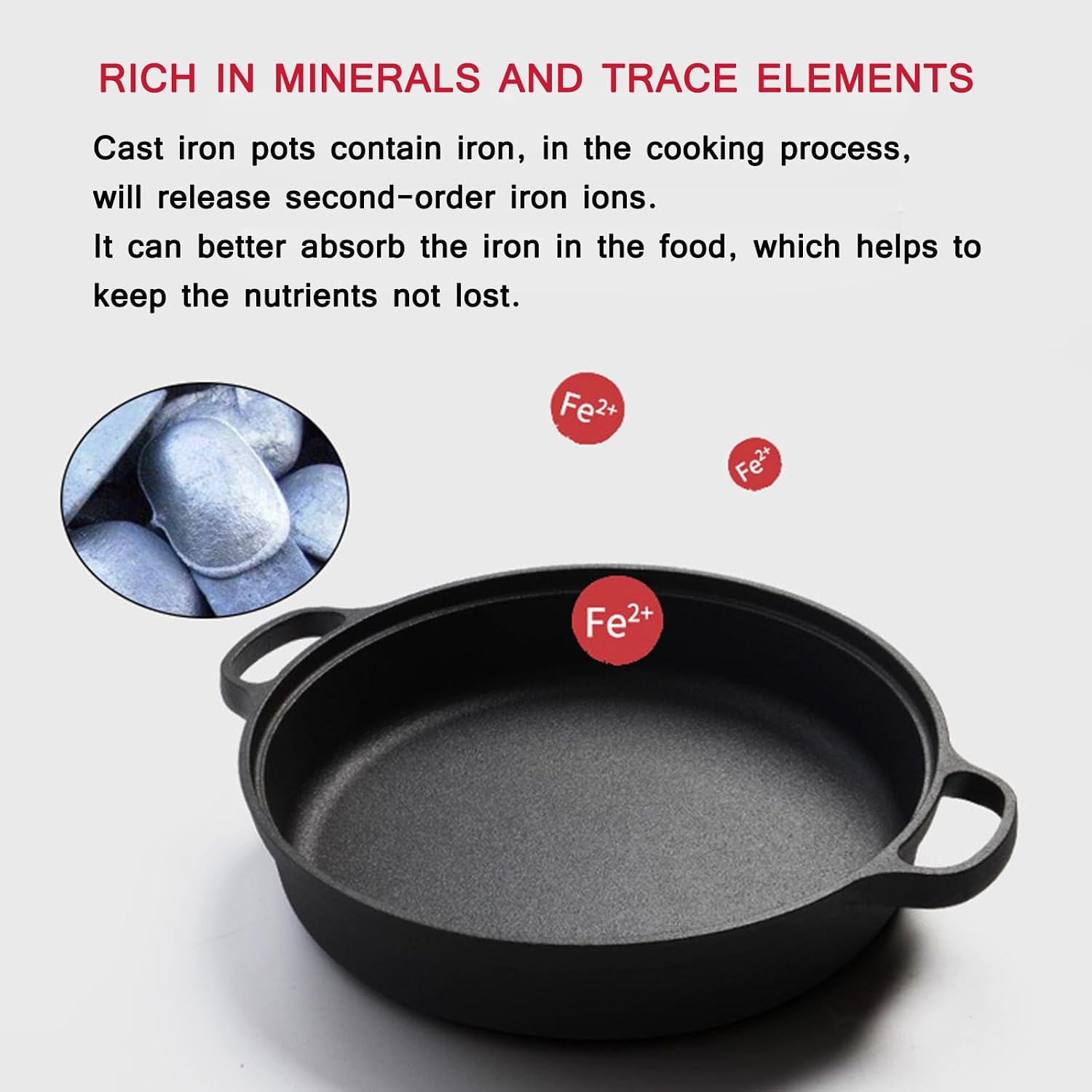 SVRITE Cast Iron Pizza Pan/Round Griddle - 25/28/30/33/35cm Cast Iron Skillet Dual Handle Braiser Frying Pan for Baking, Stove, Oven, Grill, BBQ (35CM)