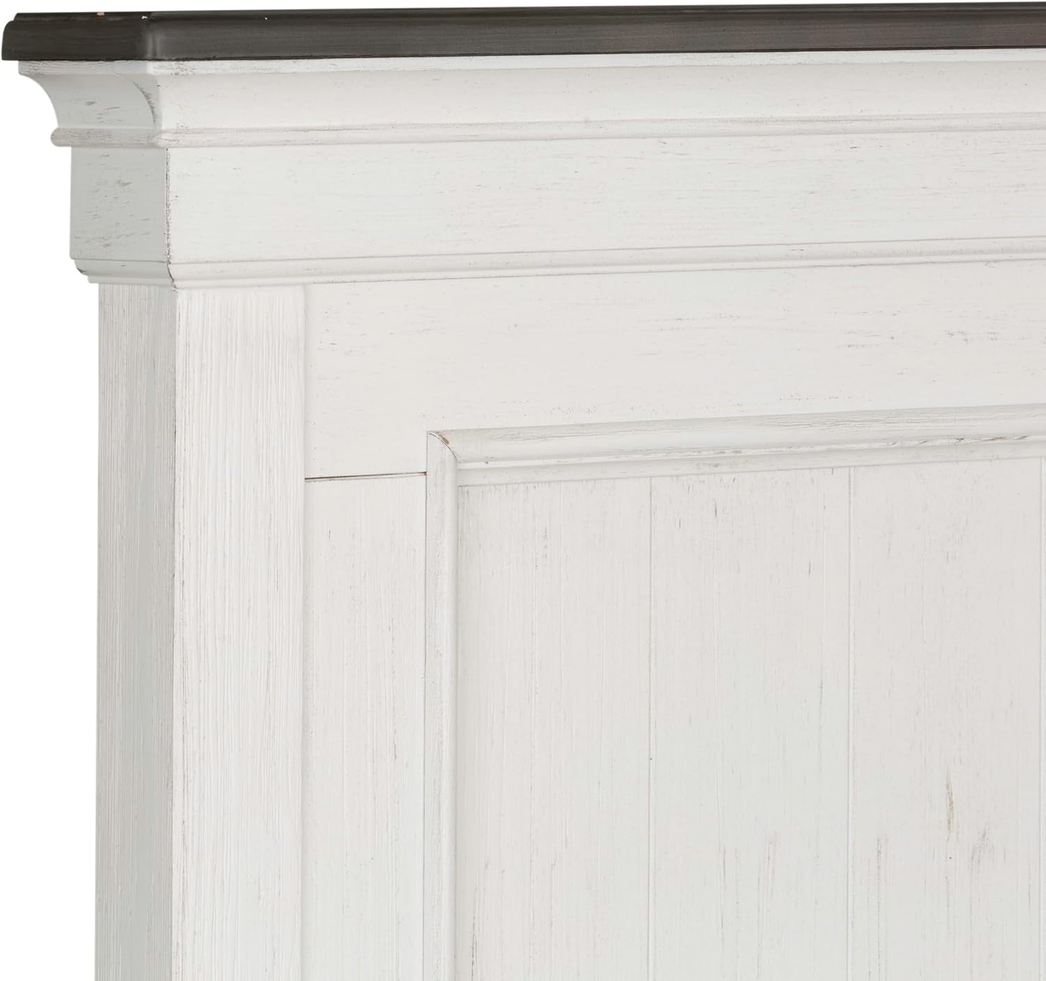 Liberty Furniture Allyson Park California King Panel Bed, Dresser & Mirror, Night Stand Cottage Bedroom Furniture Set - Wirebrushed White w/Charcoal Tops