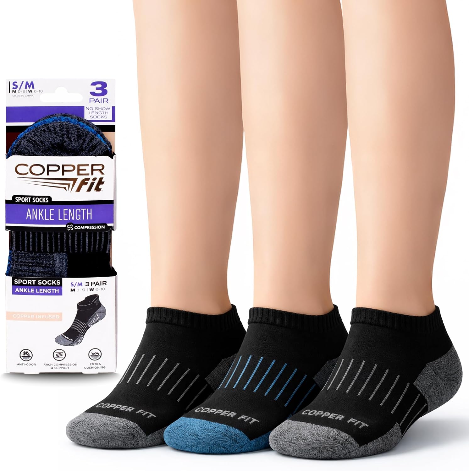 Copper Fit Ankle Length Sport Socks