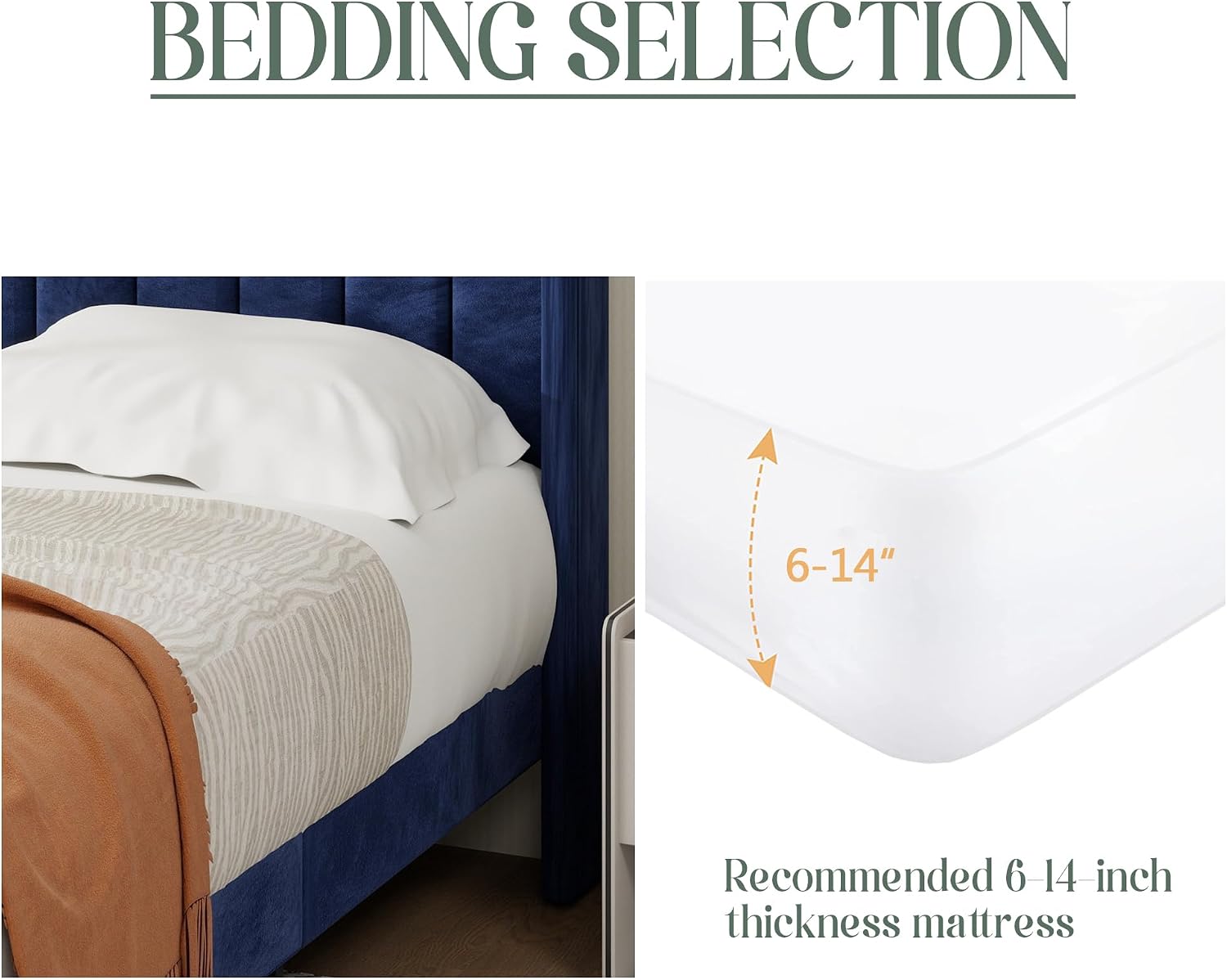 alazyhome Platform Bed Frame Twin Size with Upholstered Headboard, Solid Wood Slats Support, No Box Spring Needed, Noise Free, Easy Assembly, Modern Velvet Bed, Blue