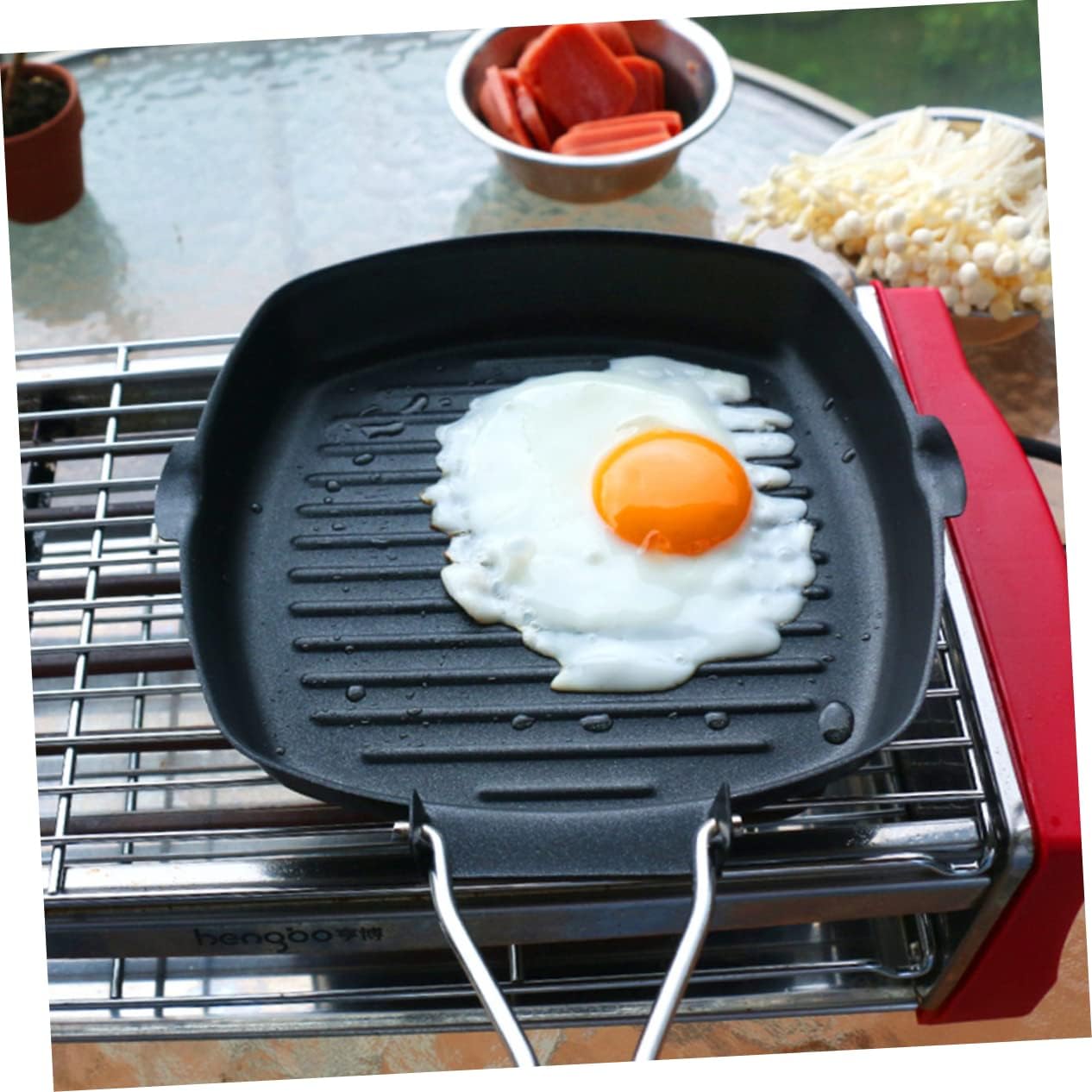 BBQ Grills Pancake Skillet Stove Burner Pans Nonstick Frying Pans BBQ Griddle Grilling Pan Grill Pancake Griddle Square Pot Chic Steak Frying Pan Fashion Frying Pan Bakeware Black Wok