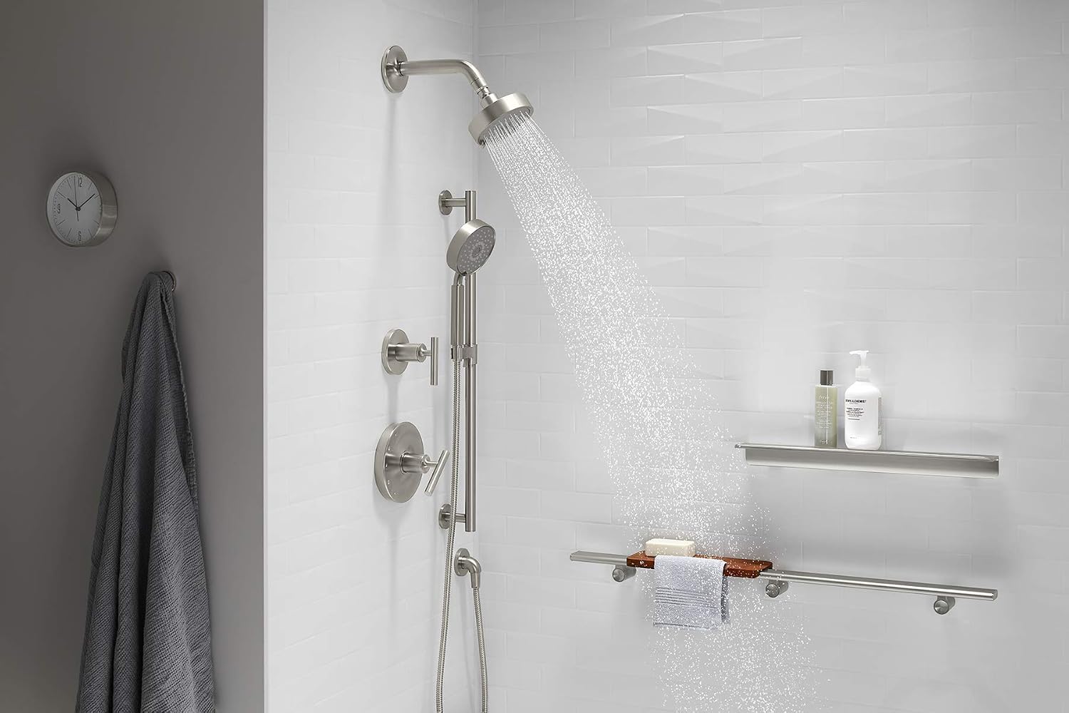 KOHLER 22172-BN Purist Stillness Wall-Mount Supply Elbow with Check Valve for Handshower Hose, Handheld Shower Elbow, Vibrant Brushed Nickel