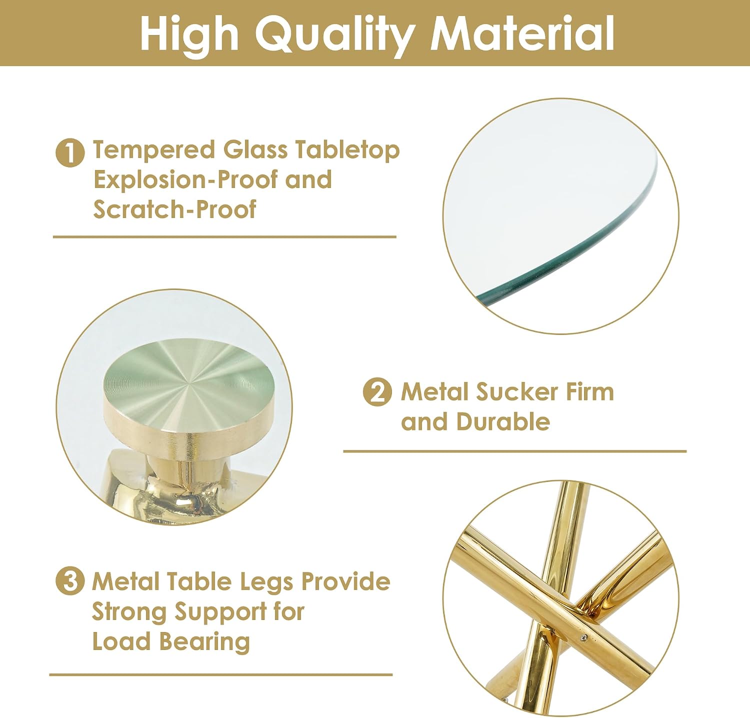Modern Golden Round Dining Table Set, 36'' Clear Circle Glass Top Dinner Room Set, 3 PCS Luxury Circular Kitchen Table and Black Woven Chairs Set of 2, for Small Apartment Bedroom Leisure