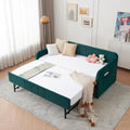 Twin to King Daybed with Trundle, USB Ports, Velvet Upholstered Daybed with Pop Up Trundle Bed, Modern Extendable Day Bed Frame for Kid Adult Bedroom Living Room Guest Room Small Places Emerald