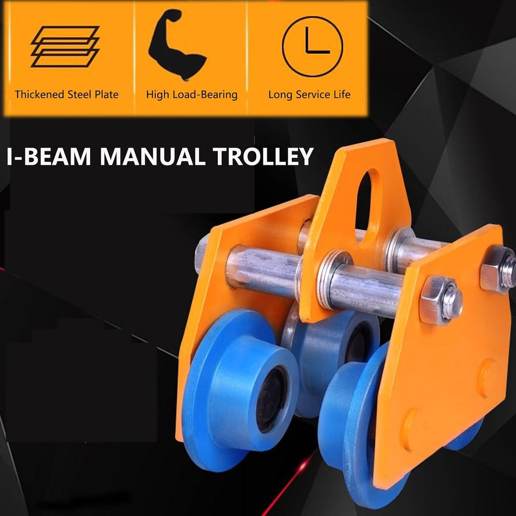 Push Beam Hand Truck, Steel Manual Hand Truck,1-3 Ton Capacity (2200-6600 Lbs), Adjustable Flange Width 2.7' To 5.1',Suitable For Straight And Curved I-Beams(2ton/4400lbs)
