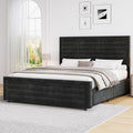 REVOMINCA Full Size Bed Frame, Full Platform Bed Frame with Velvet Upholstered Headboard, No Box Spring Needed, Easy Assembly, Black
