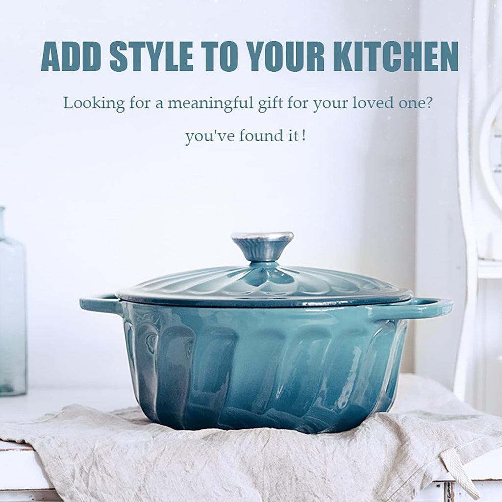 Open Flame Casserole Pot Nonstick Enameled Cast Iron Dutch Oven Induction Easter Cuisine with Lid Braiser Dual Handles for Beginners(Purple)