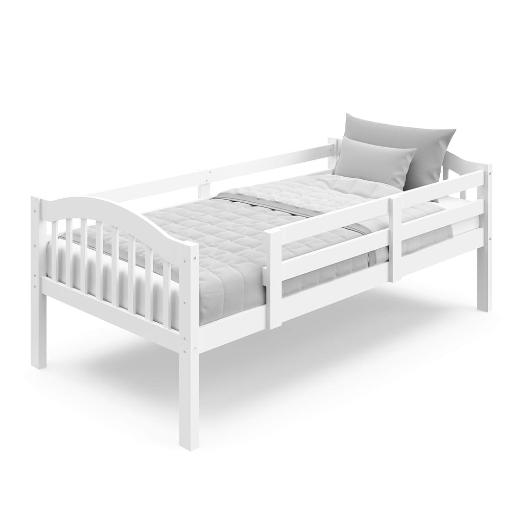 Storkcraft Long Horn Twin-Over-Twin Bunk Bed (White) - GREENGUARD Gold Certified, Converts to Two Twin Beds, Wood Bunk Bed for Kids Bedroom