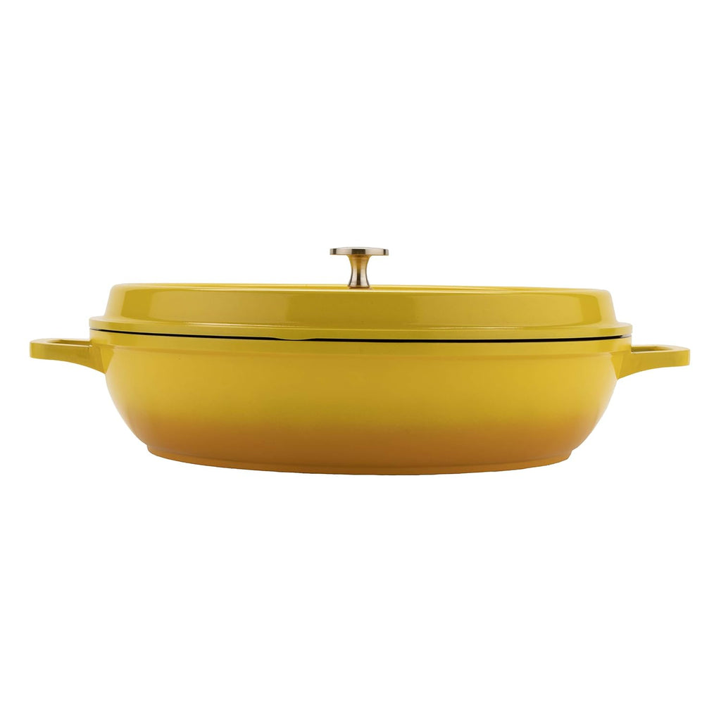 G.E.T. CA-005-Y/BK Heiss Energy-Efficient Cast Aluminum Braiser Pan/Casserole Dish, 3 Quart, Yellow
