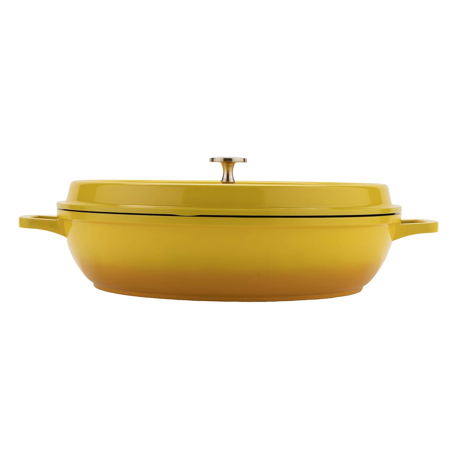 G.E.T. CA-005-Y/BK Heiss Energy-Efficient Cast Aluminum Braiser Pan/Casserole Dish, 3 Quart, Yellow