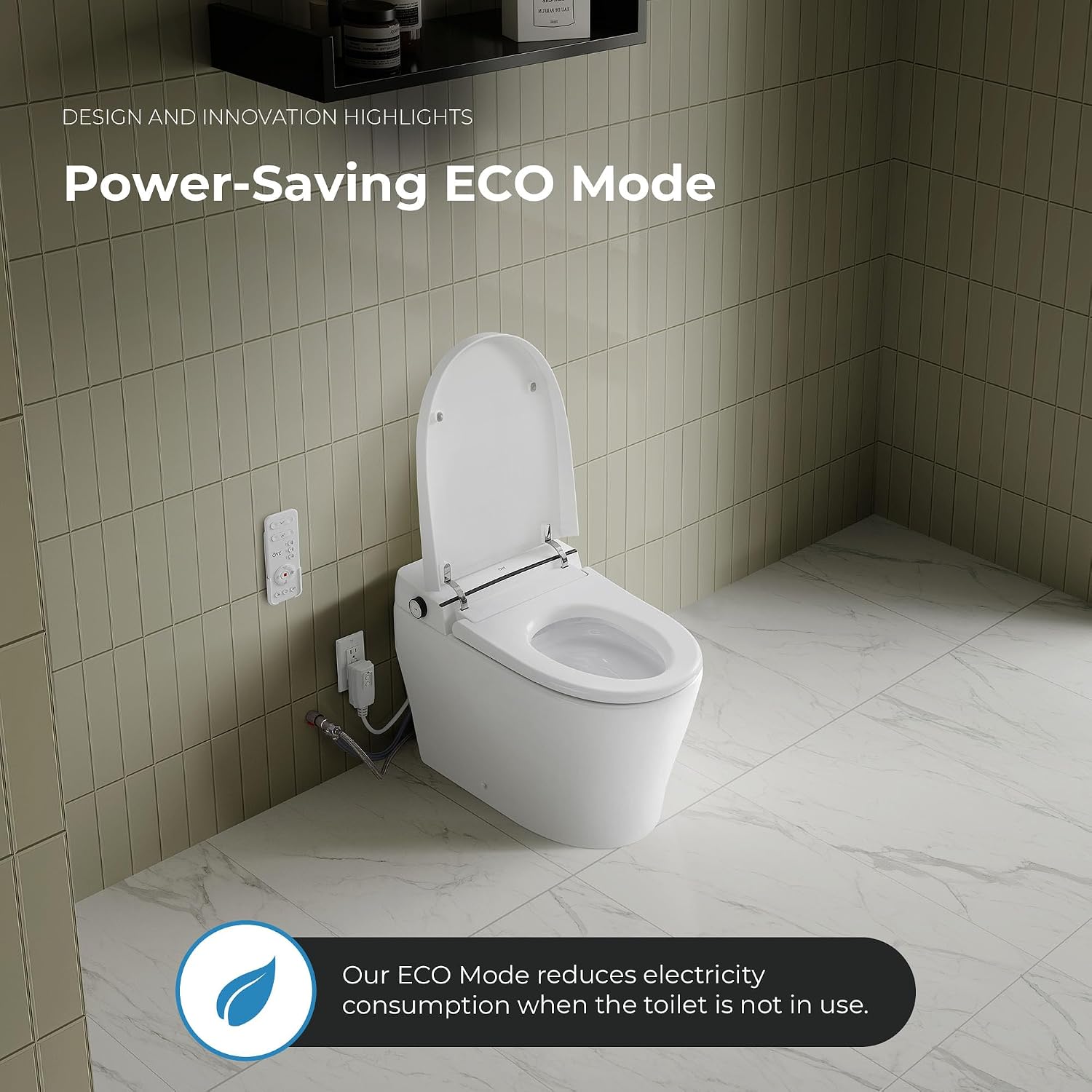 OVE Decors Ella Dual-Flush Smart Bidet Toilet with Built-in Tank, Elongated Bowl, Heated Seat, WaterSense Certified