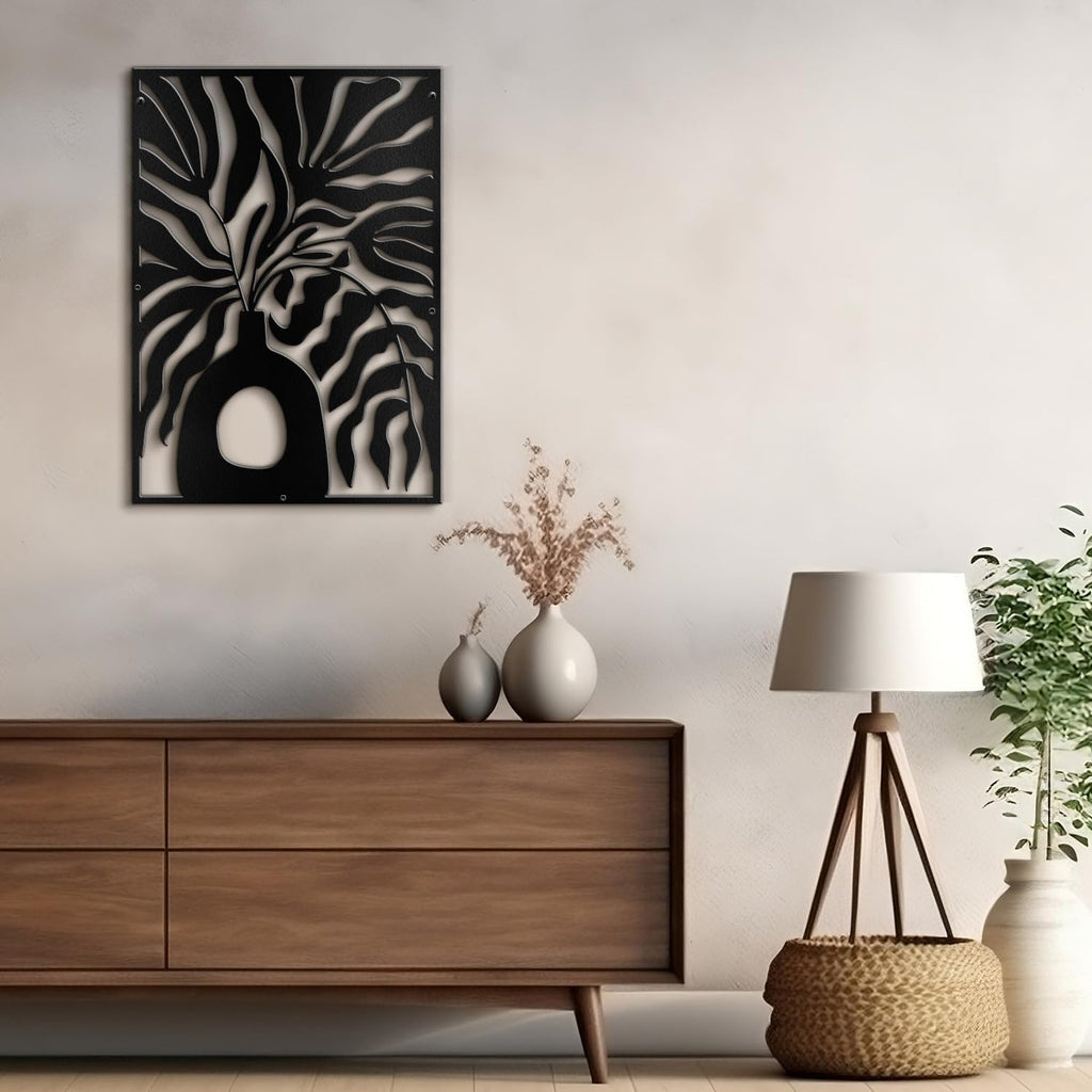 SIGNLEADER Metal Wall Art Decor Olive Tree Minimalist Modern Abstract Wall Sculpture Hangings Home Decoration for Living Room, Bedroom, Bathroom, Kitchen, Outdoor - 30' Black