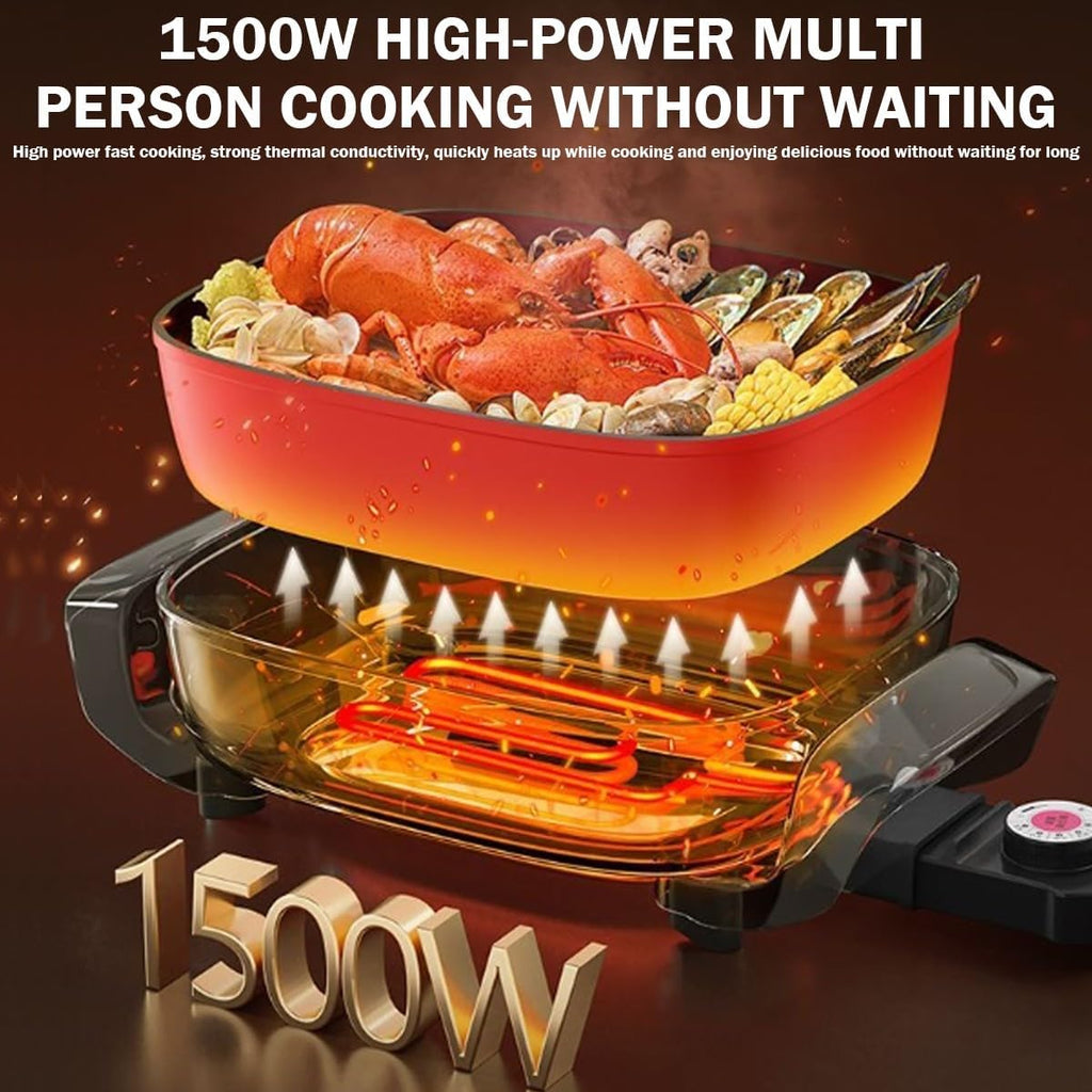 Electric Flat Top Grill, Electric Griddle, Flattop Grills Indoor Safely Washable, Suitable for Frying Grilling Stir Frying(red,30 * 30 * 6)