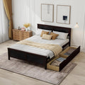 Giantex Wood Full Size Bed Frame with 2 Storage Drawers, Solid Wood Platform Bed with Headboard, Wooden Slats Mattress Foundation, No Spring Needed, Full Bed Frame for Kids, Teens, Adults, Espresso
