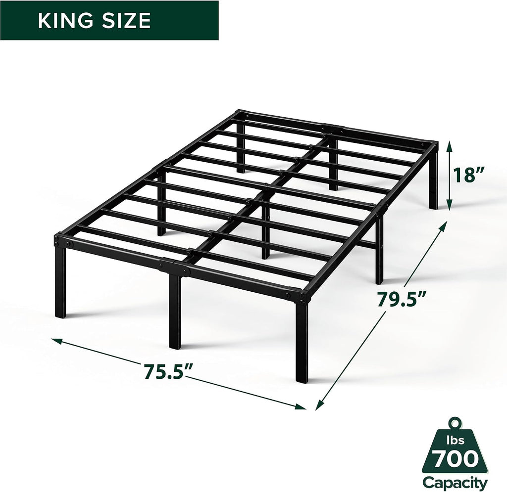 ZINUS Yelena 18 Inch King Metal Platform Bed Frame, Steel Slat Support, No Box Spring Needed, Eco Friendly WonderBox(TM) Packaging, Easy Assembly, Black