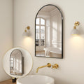 Arched Medicine Cabinet Mirror No Assembly Needed Bathroom Mirror with Storage Recessed or Surface Mount Options (Black, 31.5' L x 19.7' W)
