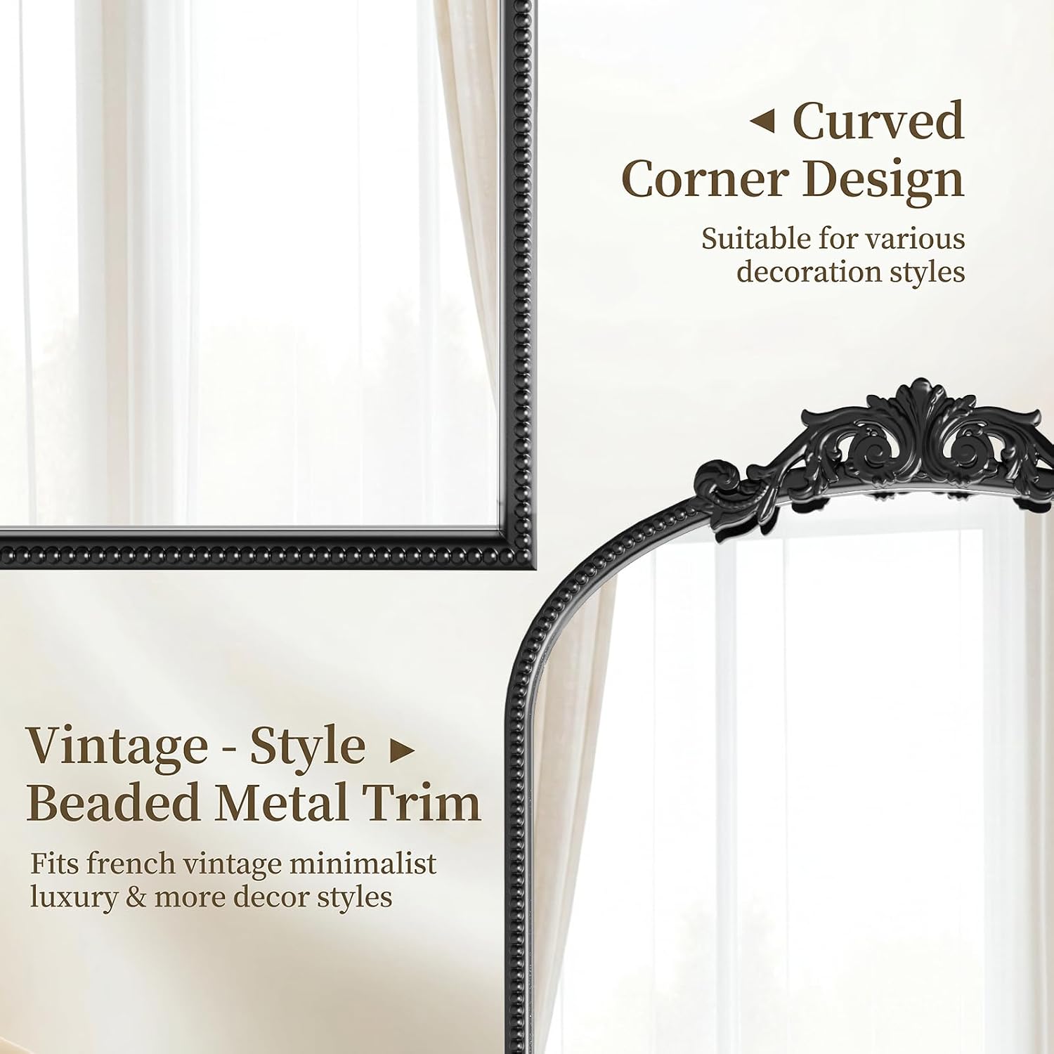 Bathroom Medicine Cabinet with Mirror, Sturdy, Durable & Easy Installation, Vintage Metal Frame (Black Beads, 16'x24')