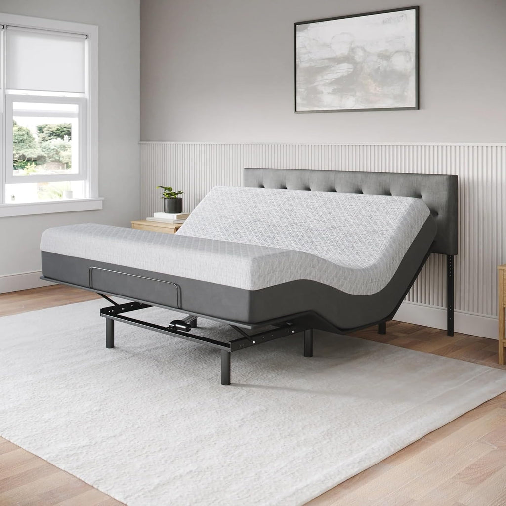 Celestial Sleep Aurora Adjustable Bed Base (Frame) + 10 inch Gel Memory Foam Mattress (Medium), Easy Assembly, Head and Foot Lift, Zero Gravity, Memory Positions, CertiPUR-US Bed - King