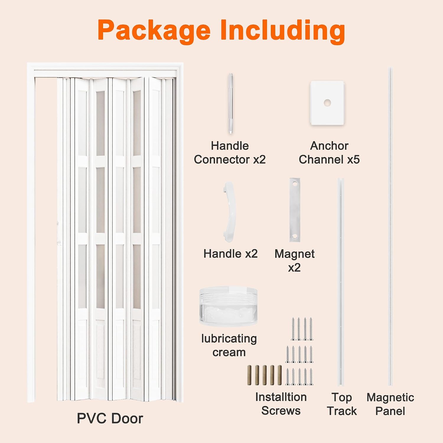Enhanced Double-Layer Accordion Doors 24'-36' x 80', with Upgraded Roller & Handle & Complete Hardware, Interior Multifold Folding Doors for Closet & Doorway - Easy Installation