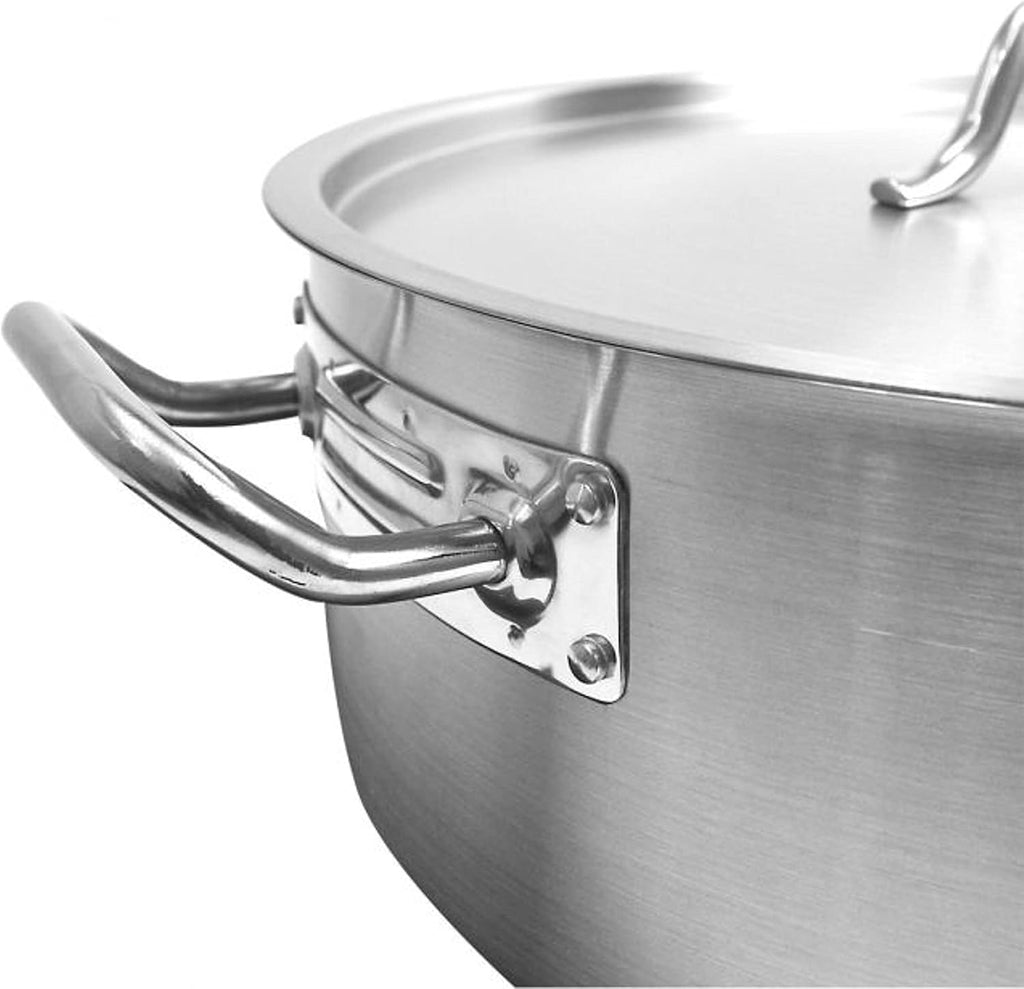 TrueCraftware- 25 Quart Stainless Steel Braiser Pot with Encapsulated Base and Cover - Heavy-Duty Brazier Pot Cookware Braiser for Soup Meat Bread Baking Dishwasher Safe and Oven Safe NSF Certified