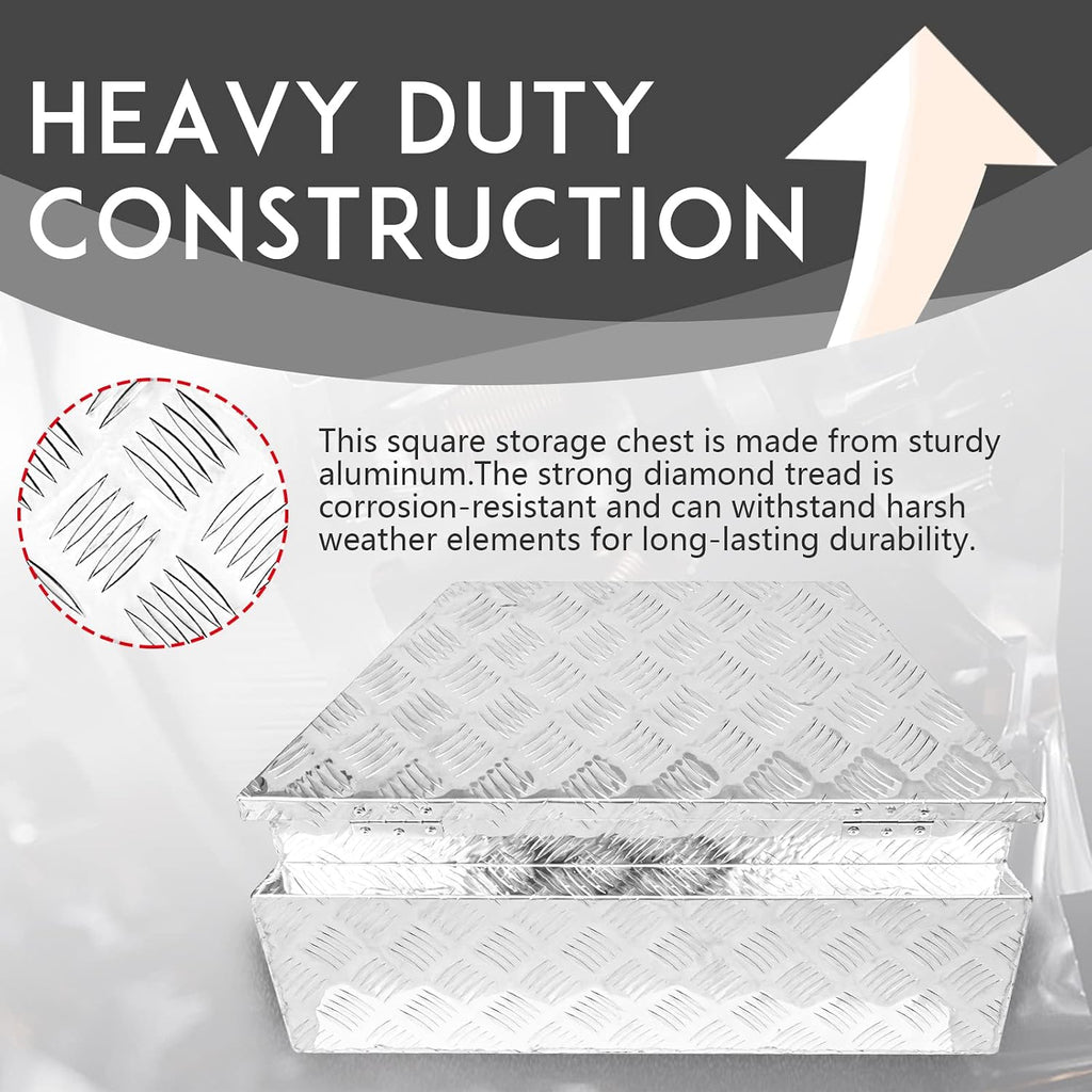 27' x 13' x 13' Trailer Tongue Tool Box with Latch and Keys Heavy Duty Aluminum Trailer Toolbox Organizer Truck Underbody Box Compatible with Pick Up Truck Bed RV Trailer ATV Silver