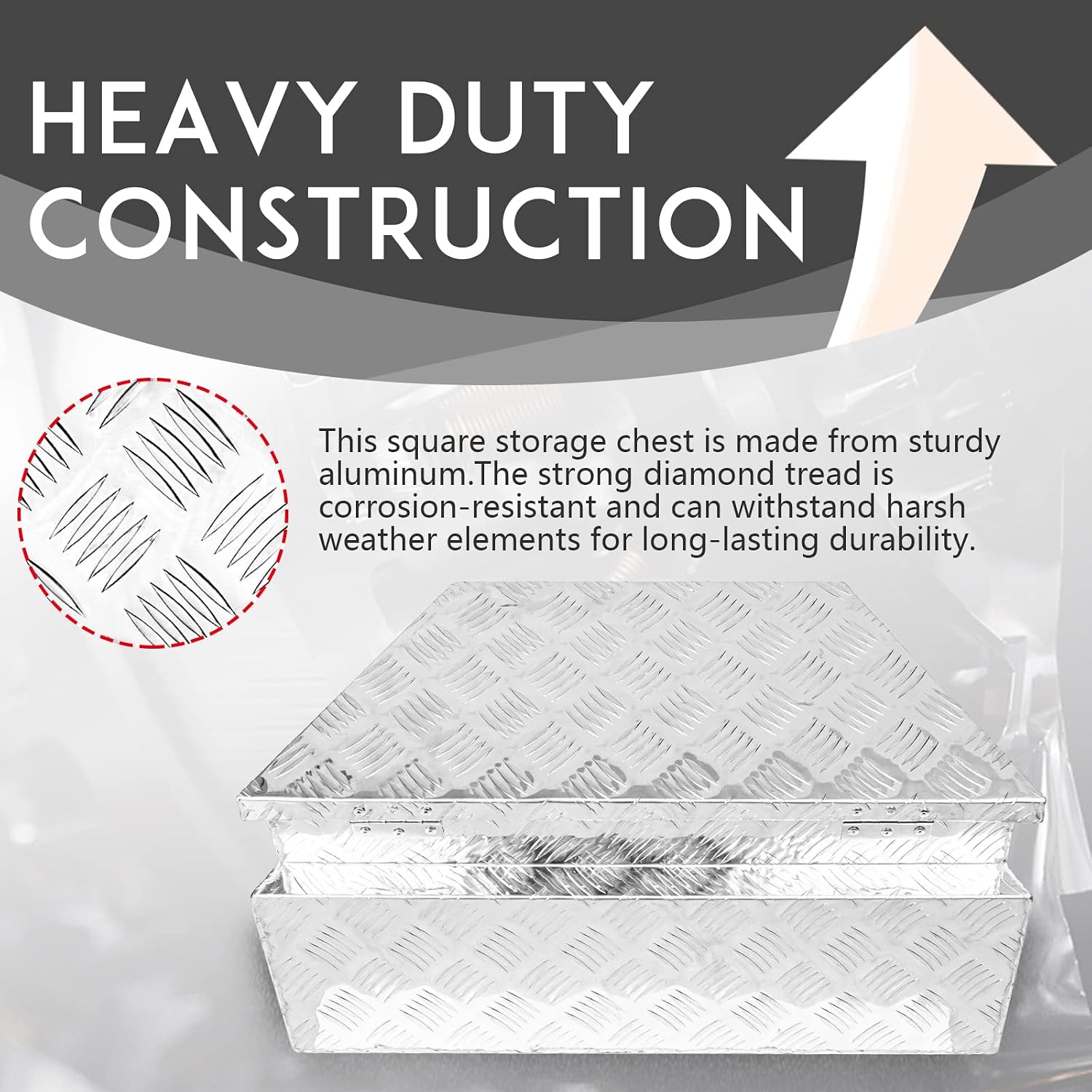 27' x 13' x 13' Trailer Tongue Tool Box with Latch and Keys Heavy Duty Aluminum Trailer Toolbox Organizer Truck Underbody Box Compatible with Pick Up Truck Bed RV Trailer ATV Silver