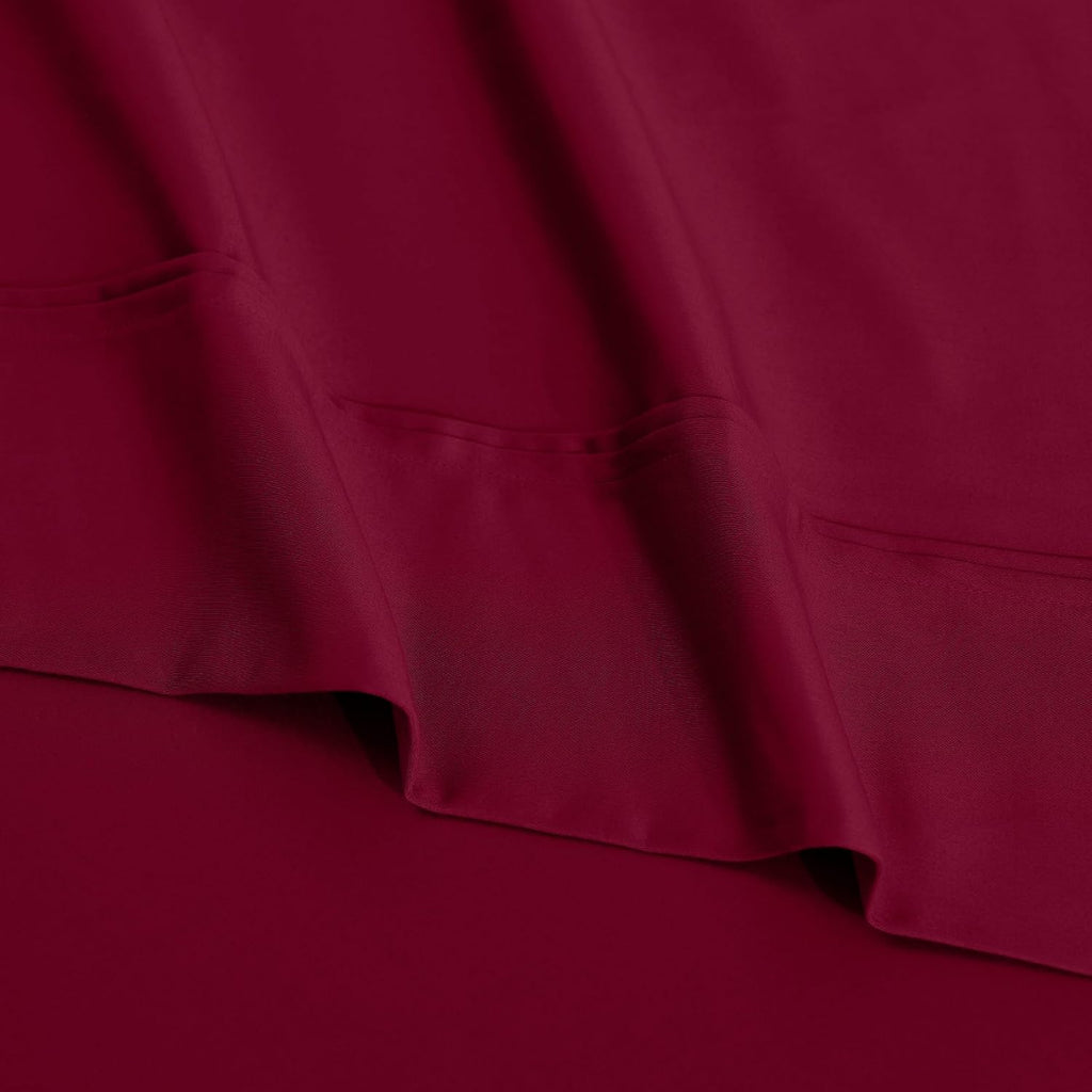 Superior 1200 Thread Count Egyptian Cotton Sheet Set, Bedroom Sheets, Modern Home Essentials, Luxury Bedding, 1 Elastic Deep Pocket Fitted Bed Sheet, 1 Flat Sheet, 2 Pillowcases, King, Burgundy