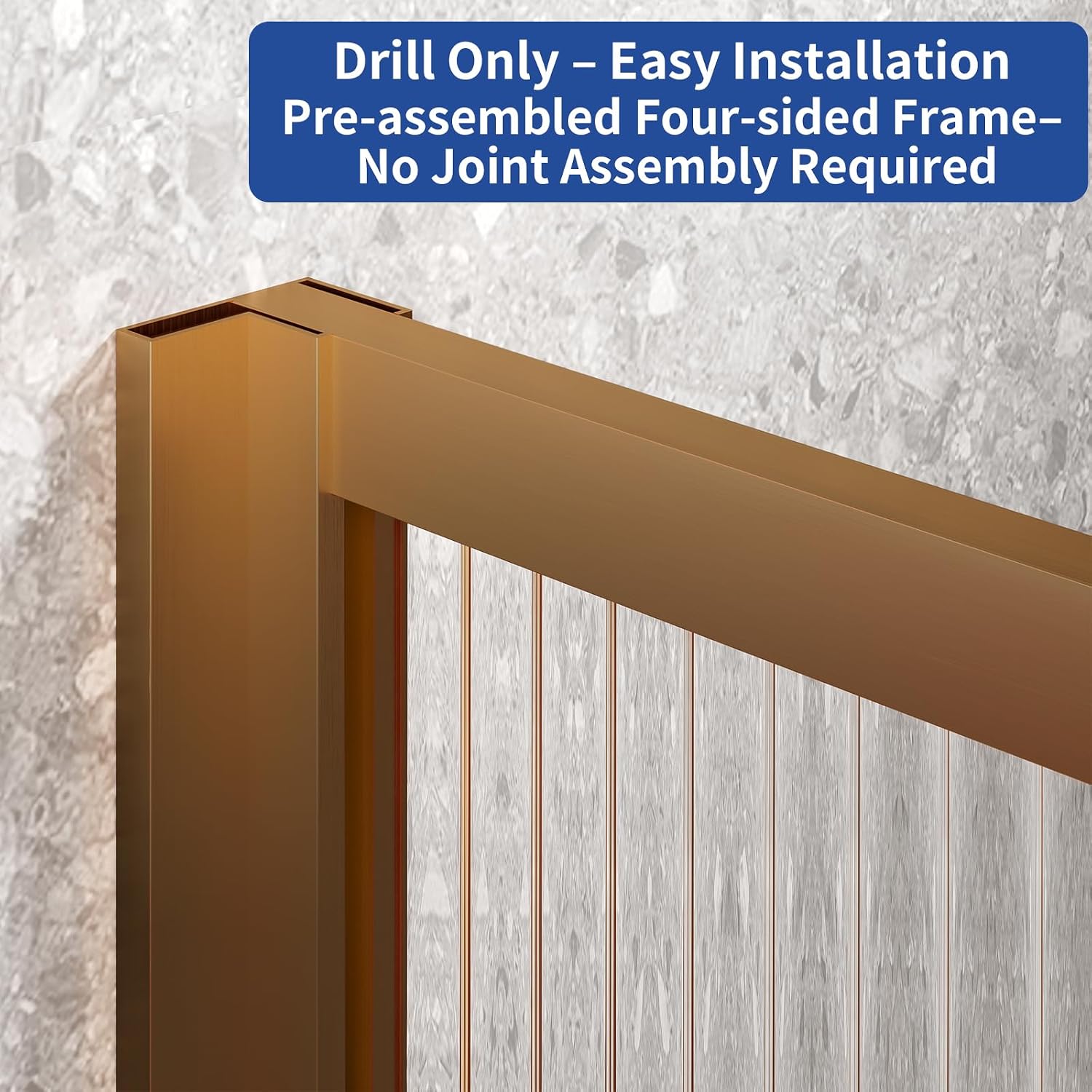 Dimaris Shower Door 30' X 78' Clear Tempered Fluted Glass Framed Shower Screen Door Shower Glass Panel for Walk-in Bathroom Shower, Nano Coating, Rose Gold Finish