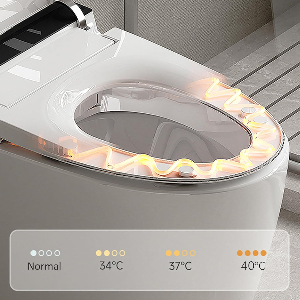 Smart Toilet with Heated Bidet Seat, One Piece Bidet Toilet for Bathrooms, AUTO Open/Close Lid/Flush, Feet Sensor Operation, Bidet Toilet with Dryer and Warm Water, Tankless Toilet in 1.28GPF (C)