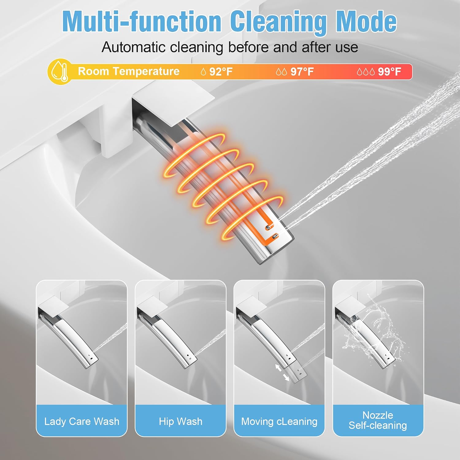 Luxury Smart Toilet, Elongated One Piece Toilet with Heated Seat, Dryer, Auto-Lift Lid, Soft Close, Night Light, Electric Tankless Bidet Toilets for Bathroom with Siphon Dual Flush 0.8/1.2 GPF