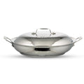 Bon Chef 60006HF Stainless Steel Induction Bottom Cucina 13' Braiser Pan with Lid, Hammered Finish, 3-1/2 Quart Capacity, 16-19/32' Length x 13-3/32' Width x 5-19/32' Height