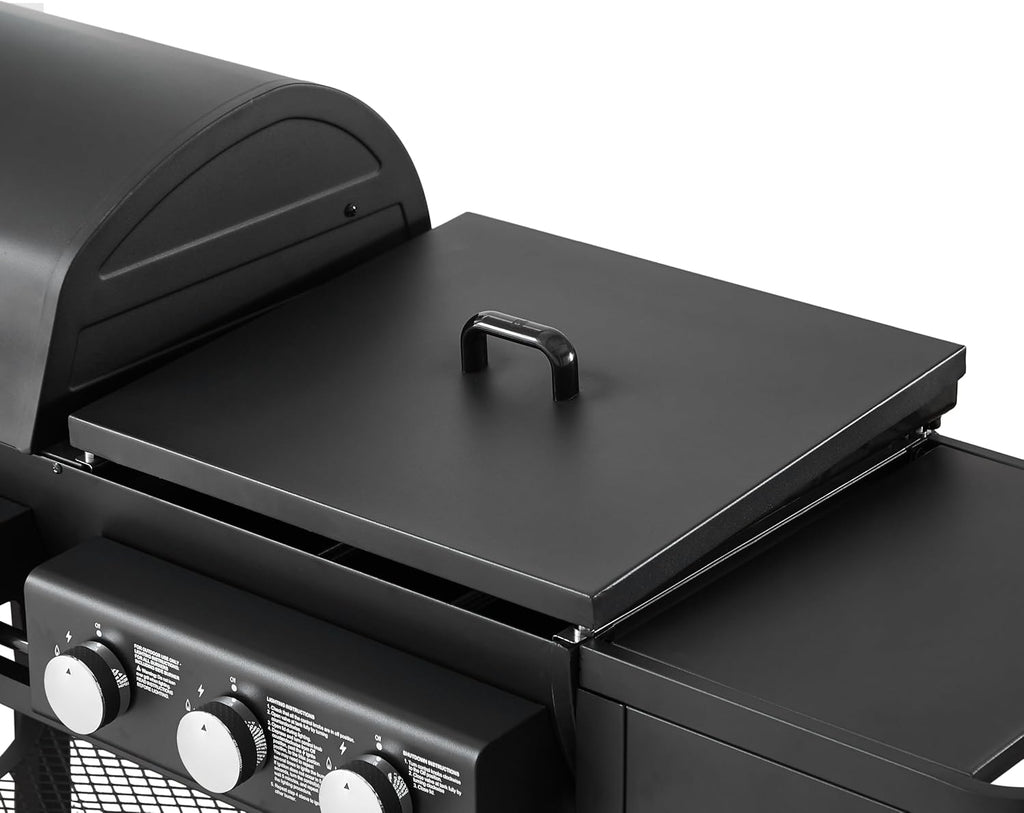 All-in-One Propane Gas Grill with Griddle, 5 Burner 56000 BTU BBQ Grill & Griddle Combo, 751 Sq.Inch Cooking Space, Side Burner & Storage Shelves for Backyard, Patio, Outdoor Cooking