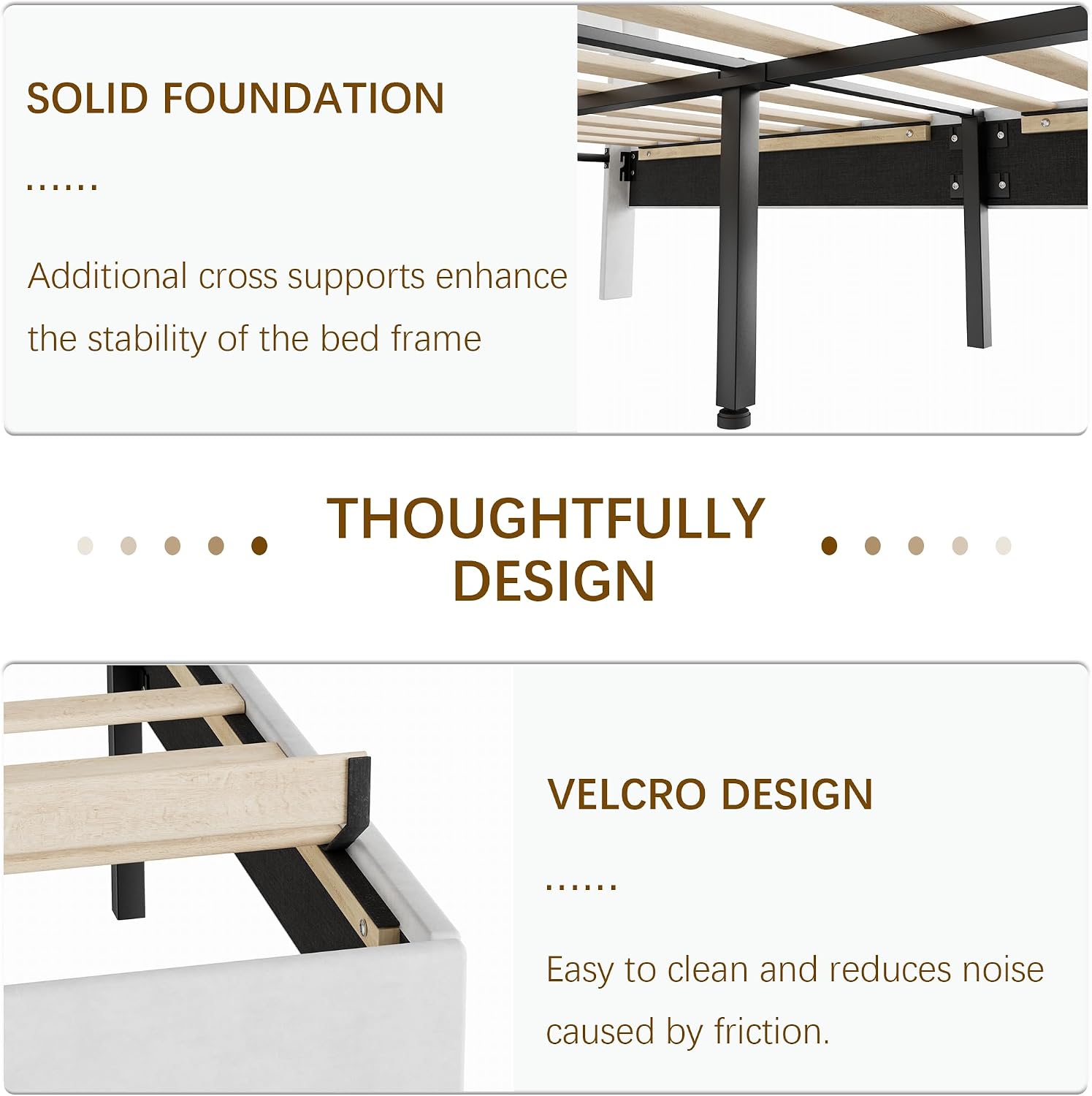 VECELO Full Size Bed Frame with Diamond Tufted Headboard, Upholstered Platform Bedframe with Wood Slat Support, No Box Spring Needed, Velvet & White