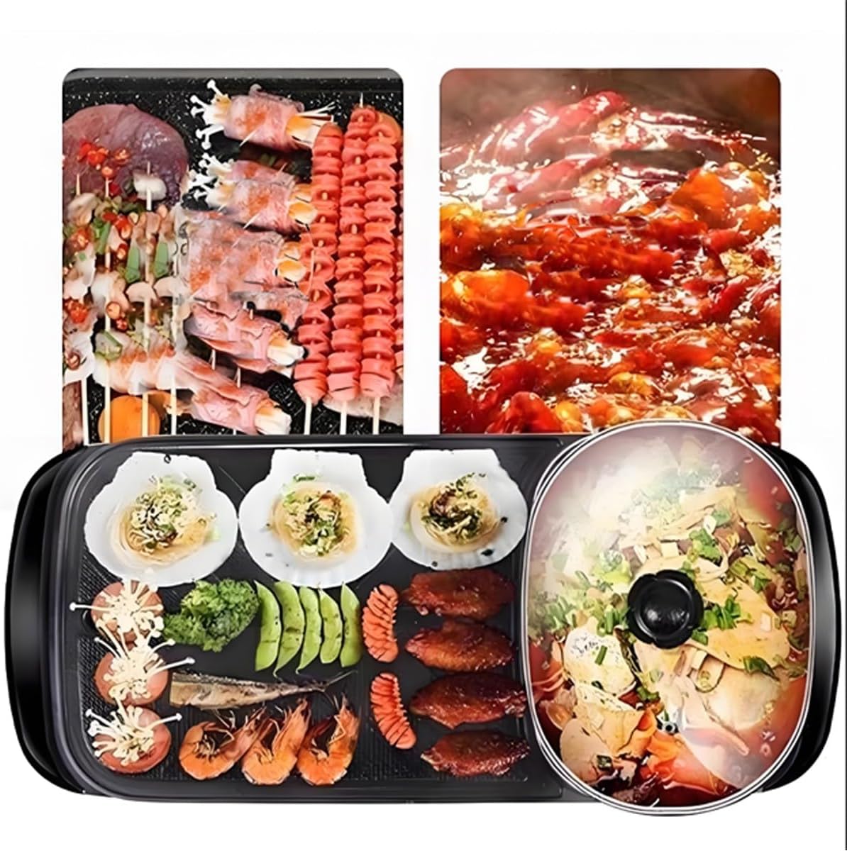 Electric Flat Top Grill, Electric Griddle, Flattop Grills Indoor Safely Washable, Suitable for Frying Grilling Stir Frying(Black,45 * 22 * 8)