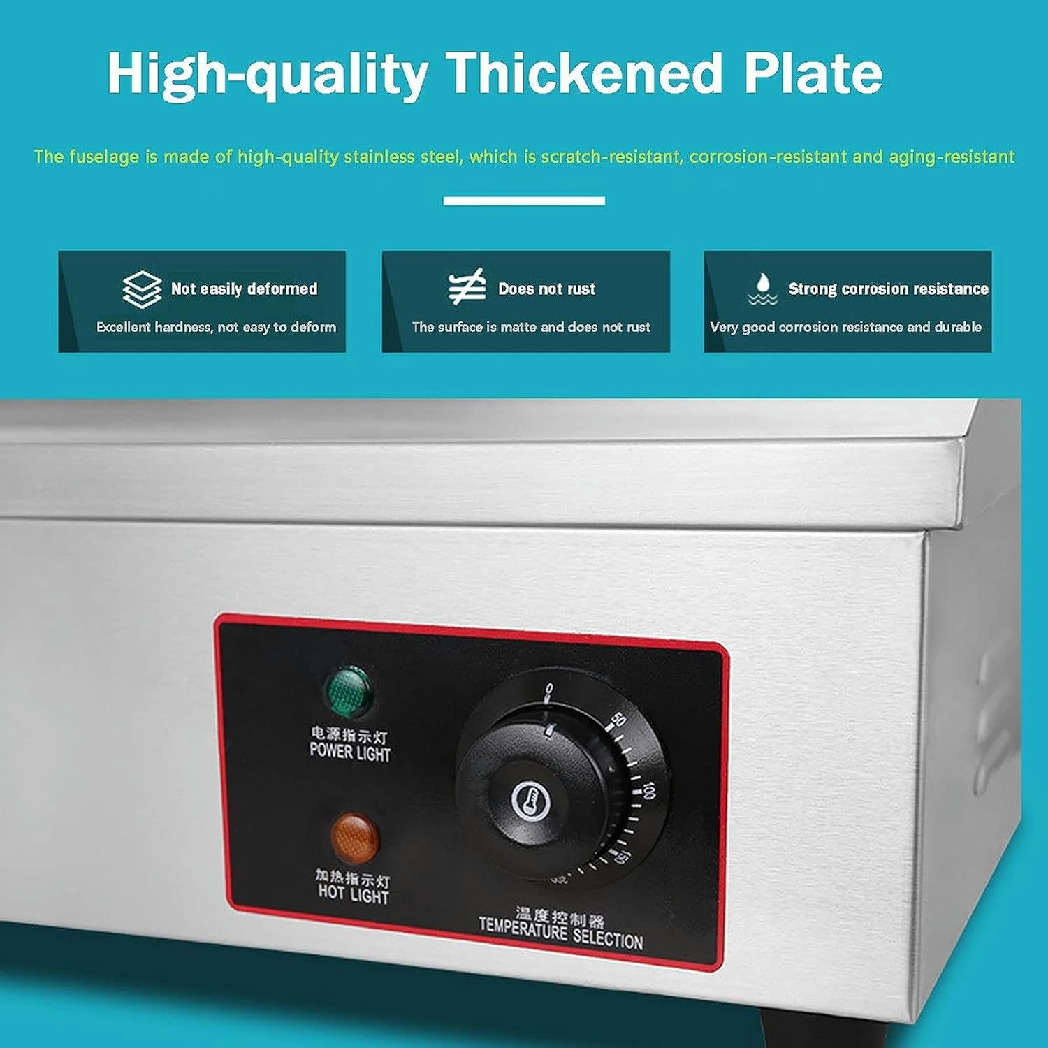Commercial Electric Griddles, Flat Top Griddle Grill Station, Nonstick Electric Griddle Countertop Hot Plate Commercial BBQ Grill, for Camping, Outdoor, Tailgating, Kitchen, Home, Barbecue