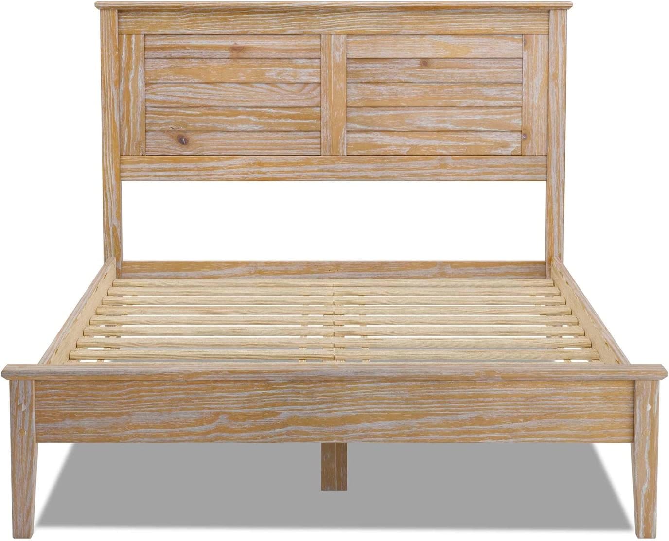 Grain Wood Furniture Greenport Solid Wood Platform Bed, Queen Size, Brushed Driftwood
