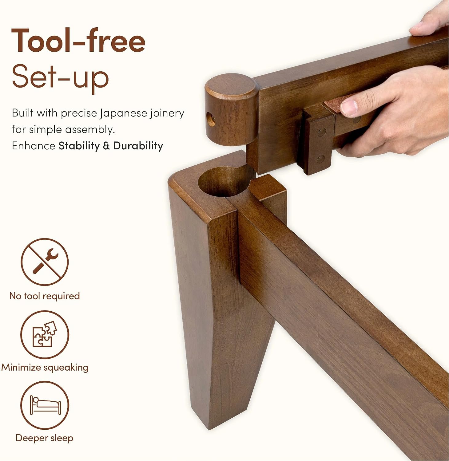 Thor Premium Solid Wood Bed Frame Full, Japanese Joinery Bed Frame with Wood Slat Support, Platform Bed, No Box Spring Needed, Easy Assembly, Minimalist & Modern Style (Walnut)