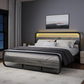 Catrimown King Size Bed Frame, Heavy Duty Metal Rustic King Platform Bed Frame with Wood Headboard, Under Bed Storage, Noise Free, No Box Spring Needed, Wash Gray