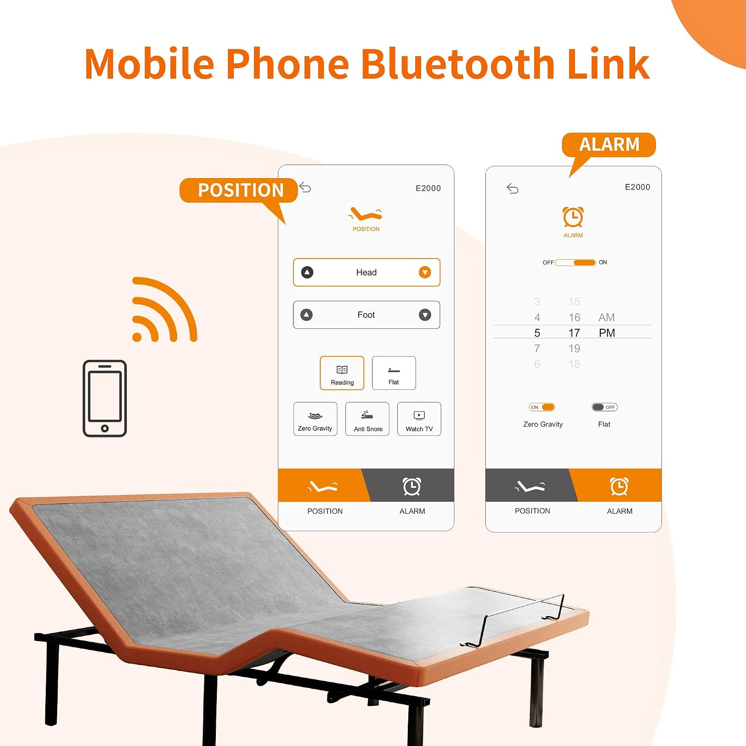 ESHINE Queen Adjustable Bed Frame with Mattress 12 Inch, Memory Foam Hybrid Matt(Medium), Wireless Remote, 5 Minutes Installation, Head and Foot Incline, 2000 Series