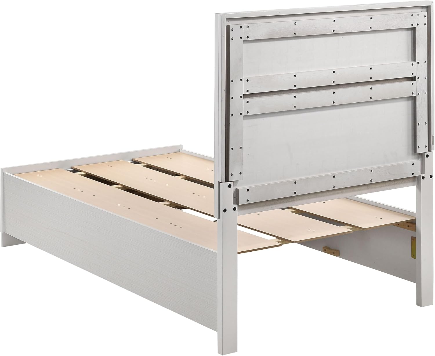 Coaster Home Furnishings Miranda Contemporary 5-Piece Bedroom Set Twin Size Storage Panel Bed Frame 50-inch Headboard White 205111T-S5