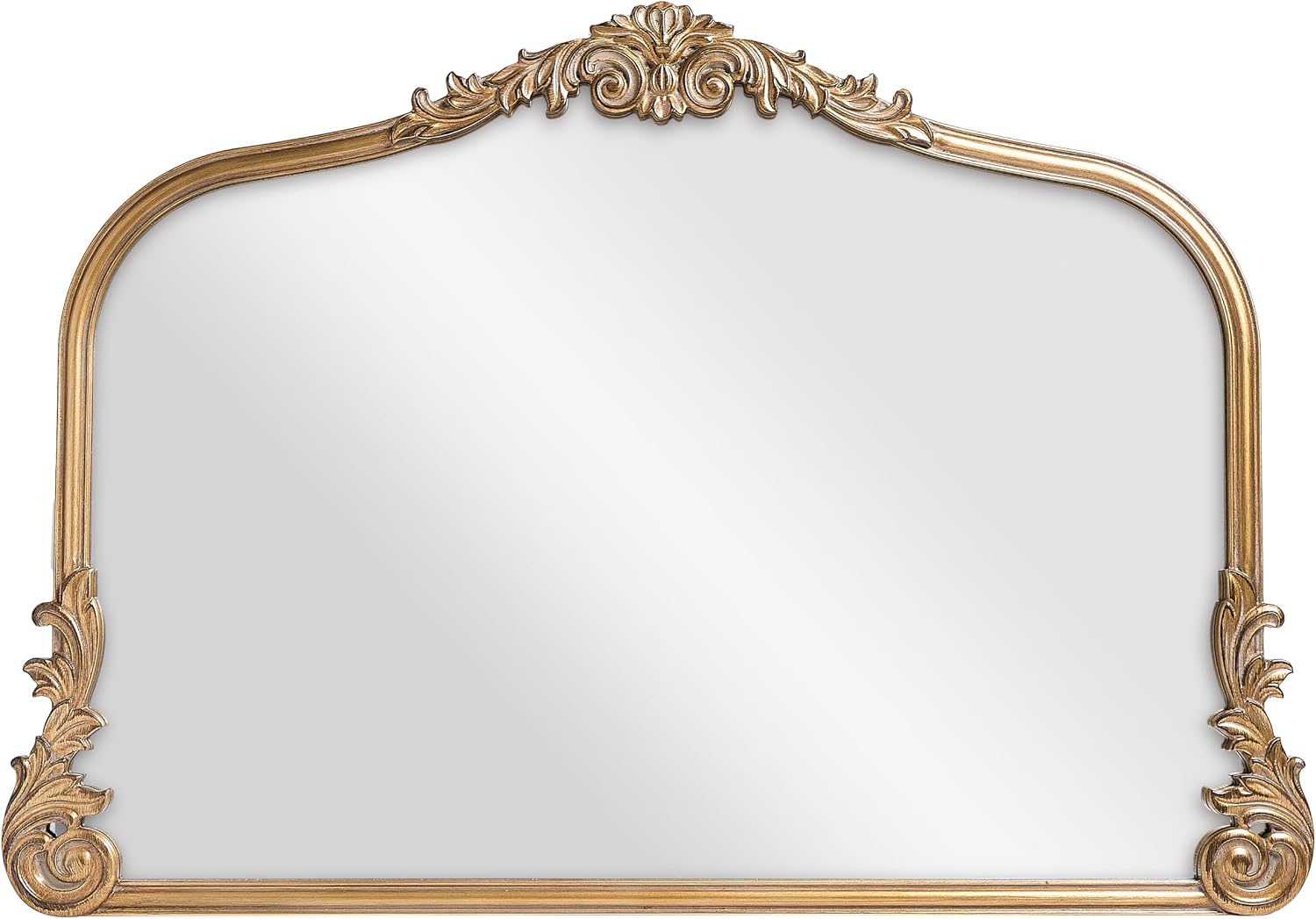 Wylde Iris English Estate Carved Arch Wood Wall Mirror, Mirror for Entryway, Living Room, Bathroom, Antique Gold, 26x37