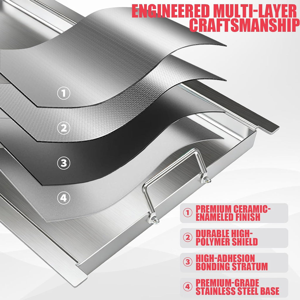 Full Size Griddle Insert for Napoleon Prestige PRO 500 & Built-in Prestige 500 Grills Accessories, BIP500RBNSS-3 P500RBPSS P500RSIBNK-3 P500 P500N Parts, 26.3'L x 17.7'W Stainless Steel Griddle Plate