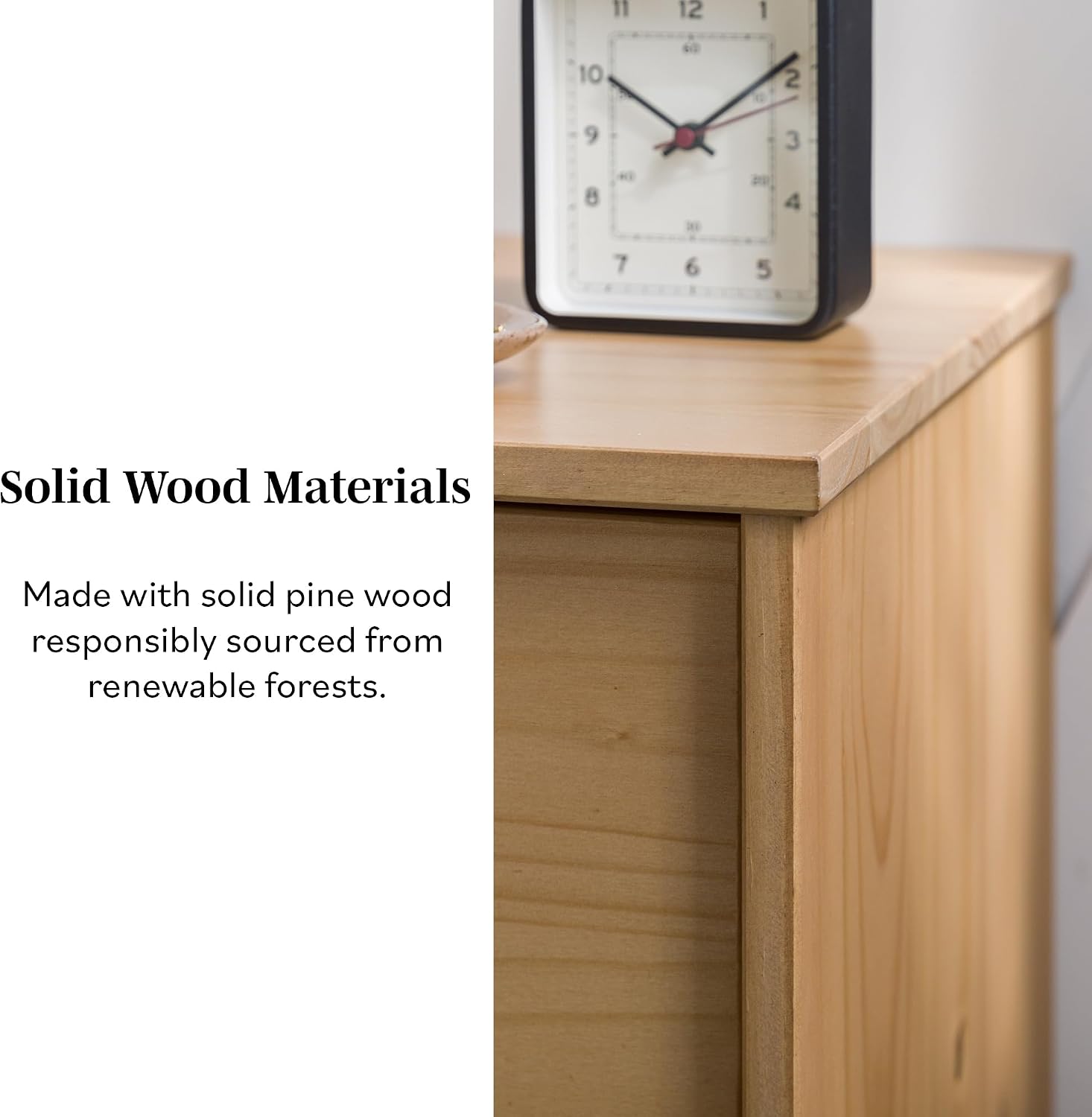 Brynn Modern Solid Wood Groove Handle Nightstand 24 Inch Natural Pine