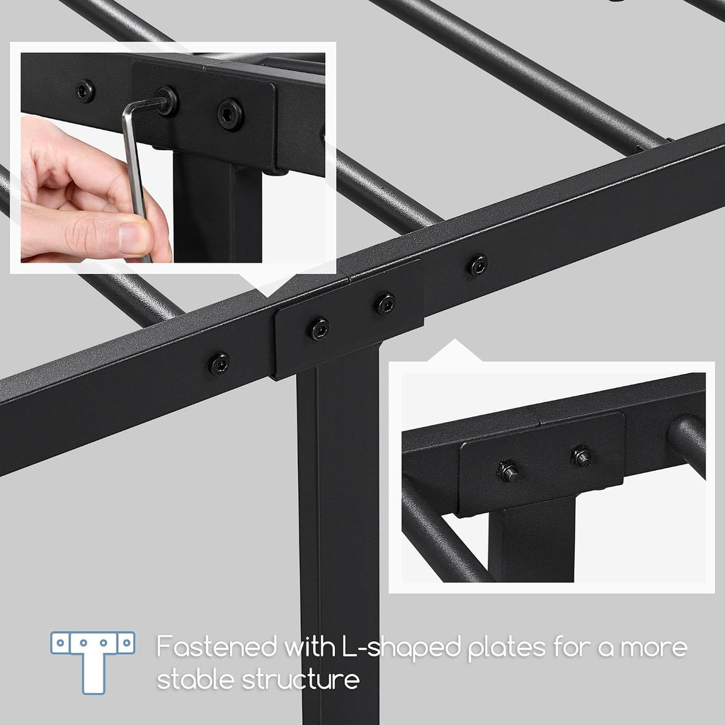 Yaheetech 2 Pcs Classic Metal Platform Bed Frame with Headboard and Footboard Flower Design Mattress Foundation Easy Set Up Structure Twin XL Size Black
