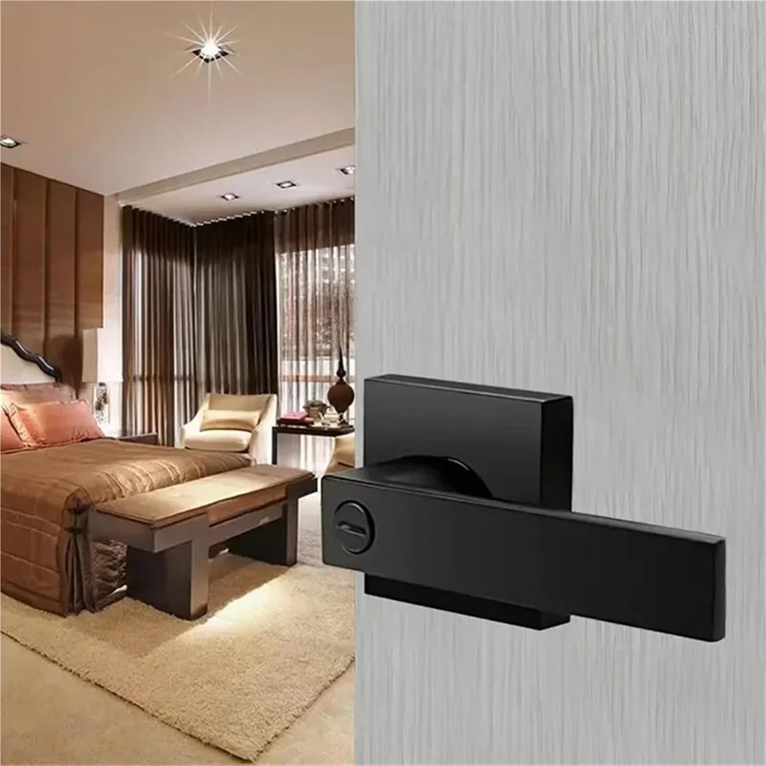 B97A-Door Lever, Keyless Interior Door Knobs, Privacy Locksets for Bedroom Bathroom, Modern Handles
