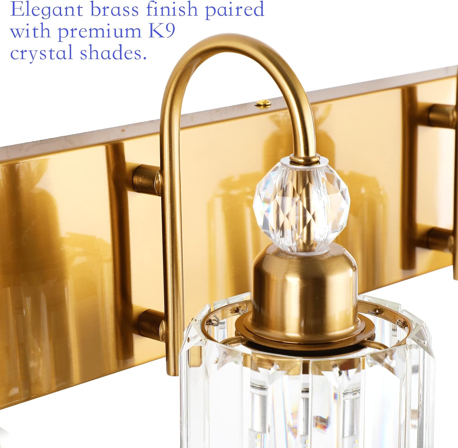 Ralbay Brass Gold Vanity Lights 4-Lights Crystal Bathroom Lighting Fixtures Over Mirror Modern Wall Lighting for Bathroom