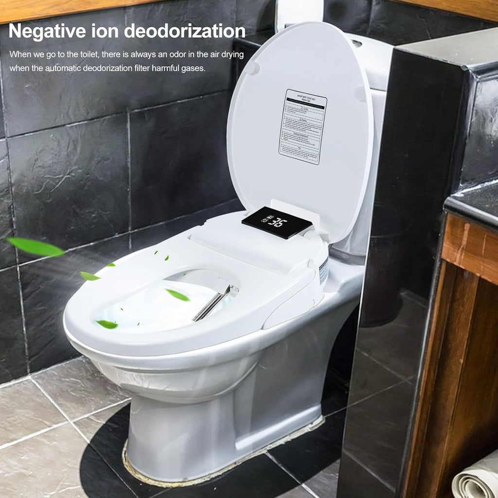 Electric Bidet Toilet Seat,Electric Smart Heated Toilet Seat,Feminine & Front Rear Wash,Elongated Heated Toilets Seat with Instant Warm Water & Dryer, Self-Clean Nozzle, Automatic Flip Cover US Plug